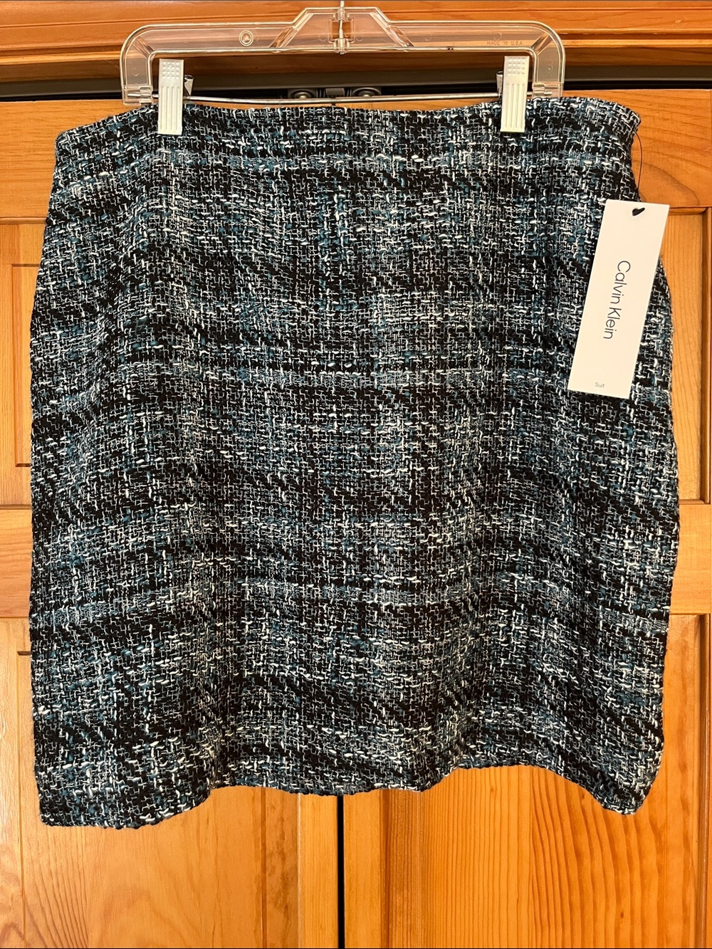 Calvin Klein Black and Blue A-Line Tweed Skirt